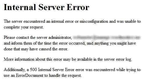 sửa lỗi Internal Server Error trong WordPress