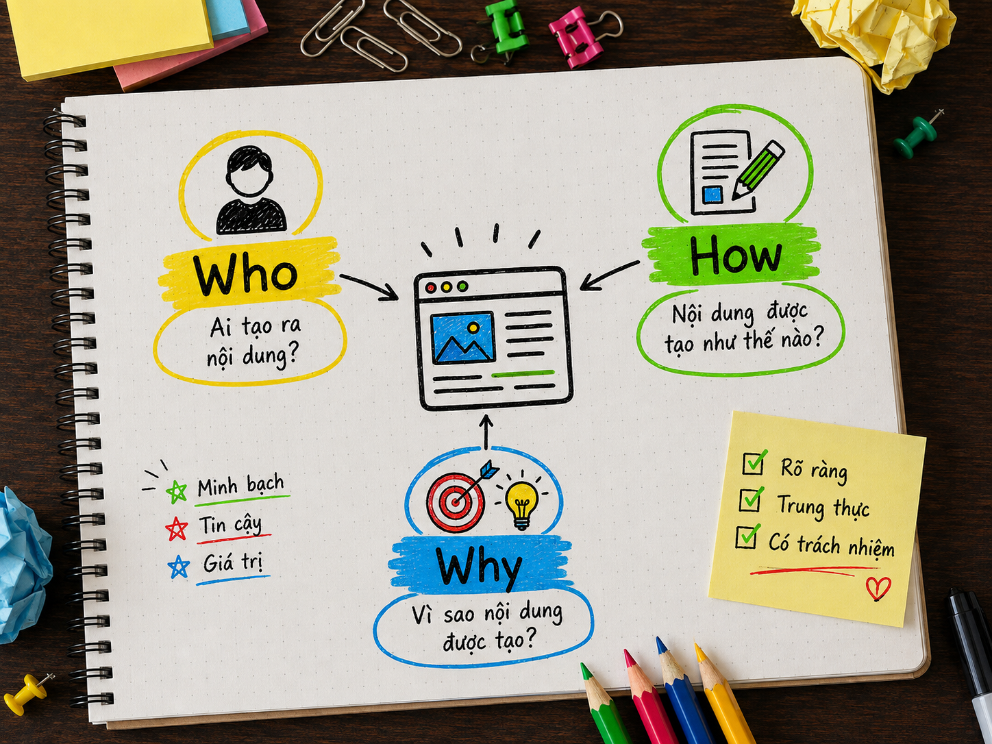 E-E-A-T Là Gì? Checklist Xây Tín Hiệu Kinh Nghiệm, Chuyên Môn Và Uy Tín 9 Sơ đồ Who, How và Why giải thích ai tạo nội dung, nội dung được tạo như thế nào và vì sao được tạo