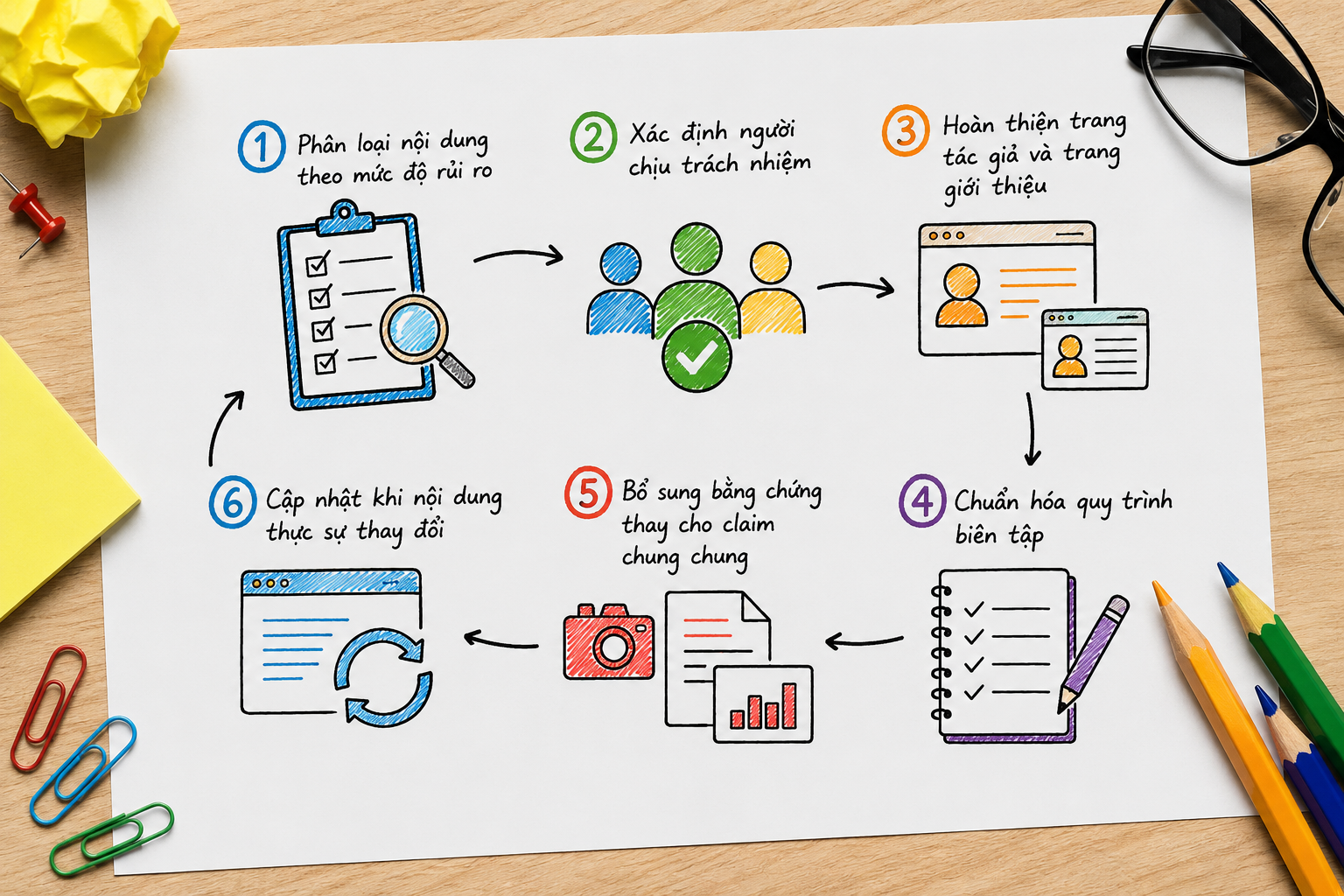 E-E-A-T Là Gì? Checklist Xây Tín Hiệu Kinh Nghiệm, Chuyên Môn Và Uy Tín 11 Quy trình sáu bước xây hệ thống E-E-A-T từ phân loại nội dung đến cập nhật thông tin thực tế
