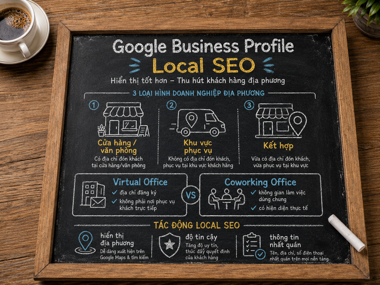 Google Business Profile và ba mô hình doanh nghiệp gồm cửa hàng, khu vực dịch vụ và mô hình kết hợp
