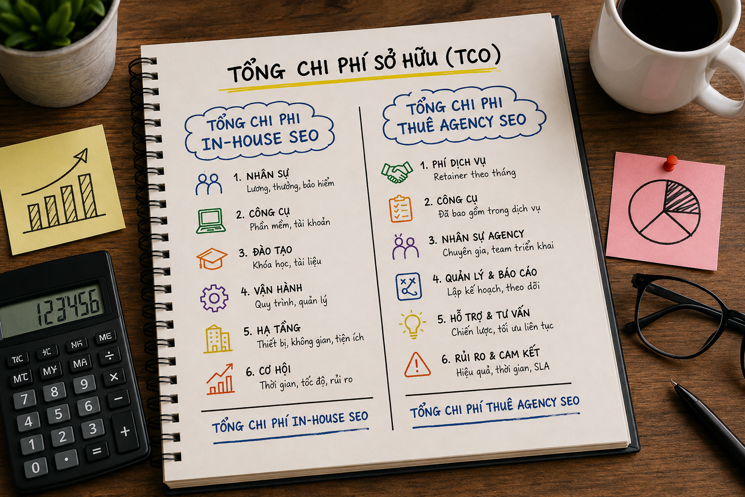 In-house SEO Hay Thuê Agency? So Sánh Chi Phí, Nhân Sự Và Rủi Ro 8 So sánh các khoản trong tổng chi phí sở hữu của In-house SEO và thuê Agency SEO