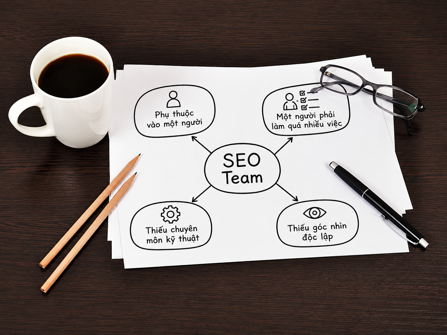 In-house SEO Hay Thuê Agency? So Sánh Chi Phí, Nhân Sự Và Rủi Ro 10 Các rủi ro của đội SEO In-house gồm phụ thuộc nhân sự, kiêm nhiệm, thiếu chuyên môn kỹ thuật và góc nhìn độc lập